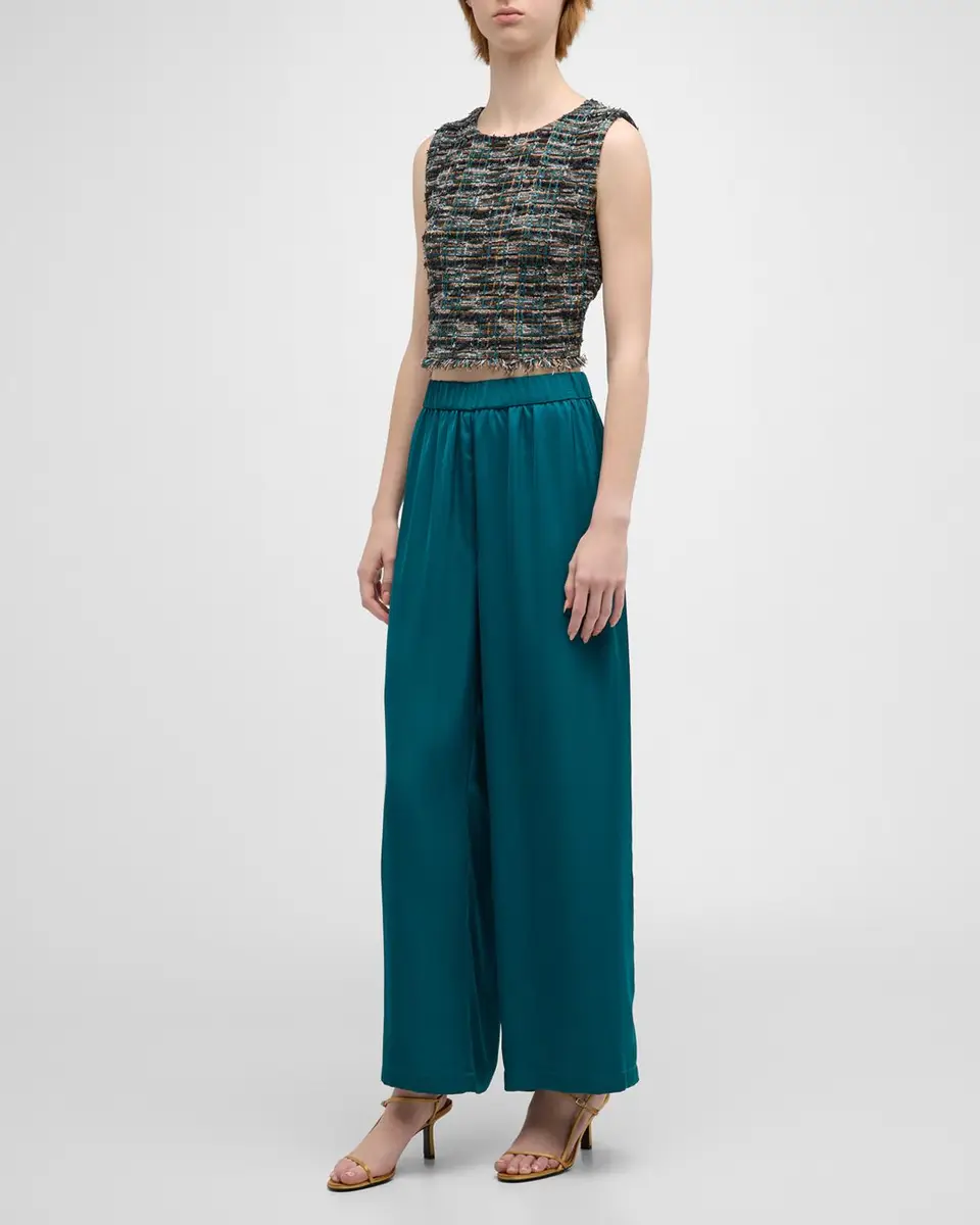 Misook Cropped Fringe-Trim Tweed Knit Tank | Thumbnail 2 Misook Cropped Fringe-Trim Tweed Knit Tank | Thumbnail 2