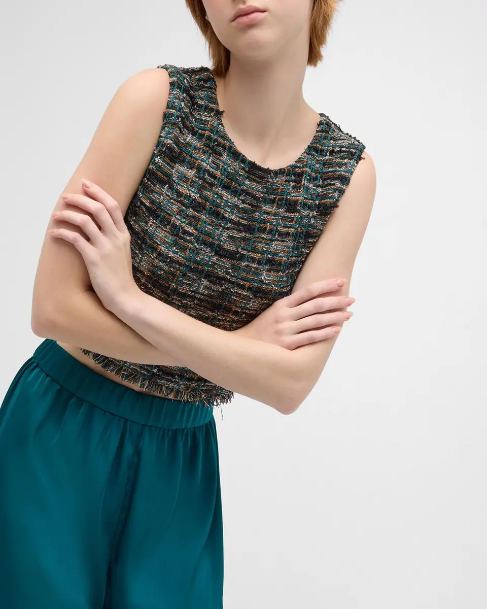 Misook Cropped Fringe-Trim Tweed Knit Tank | Thumbnail 7 Misook Cropped Fringe-Trim Tweed Knit Tank | Thumbnail 7