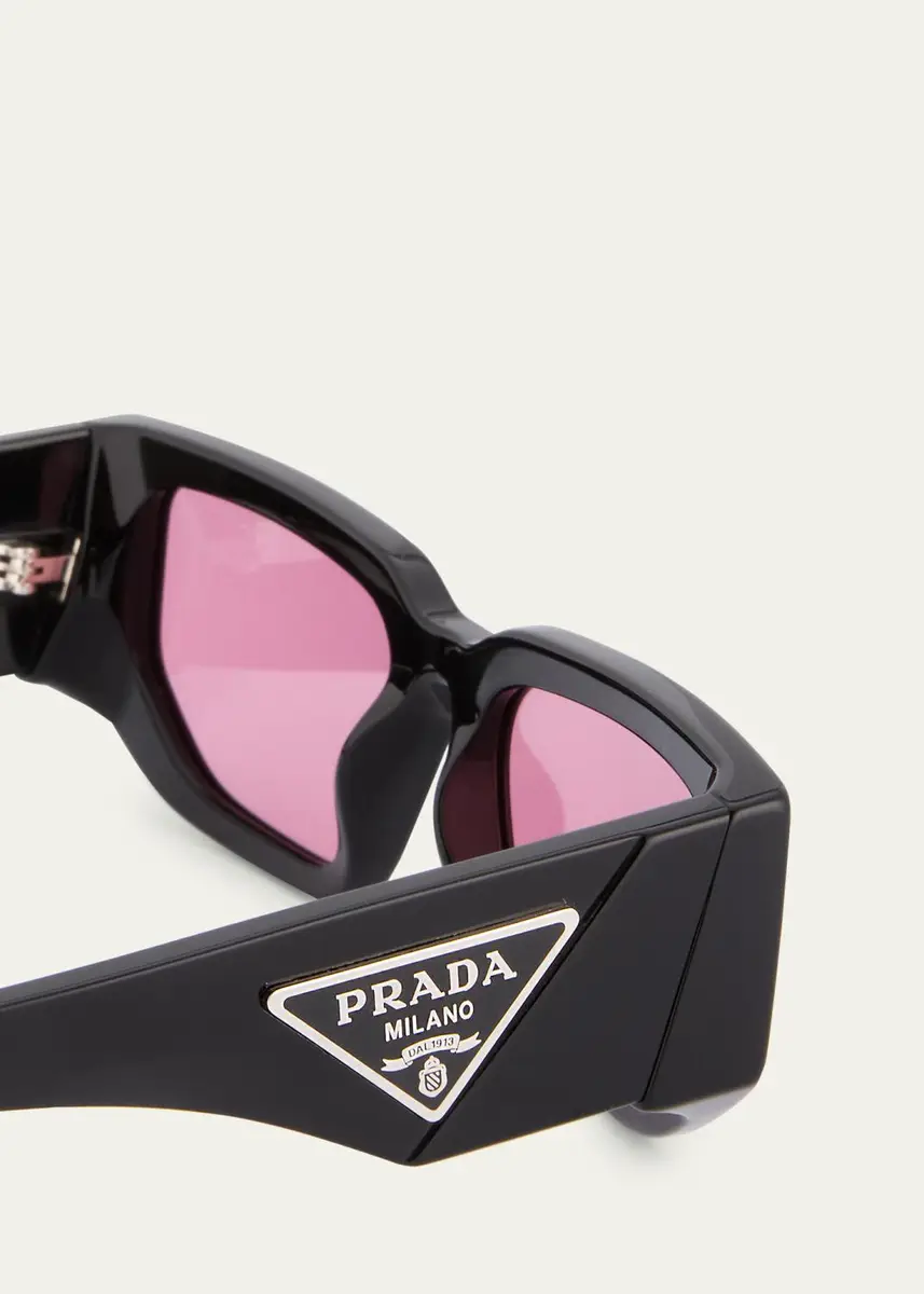 Prada Men's Triangle Logo Bicolor Rectangle Sunglasses | Thumbnail 4 Prada Men's Triangle Logo Bicolor Rectangle Sunglasses | Thumbnail 4