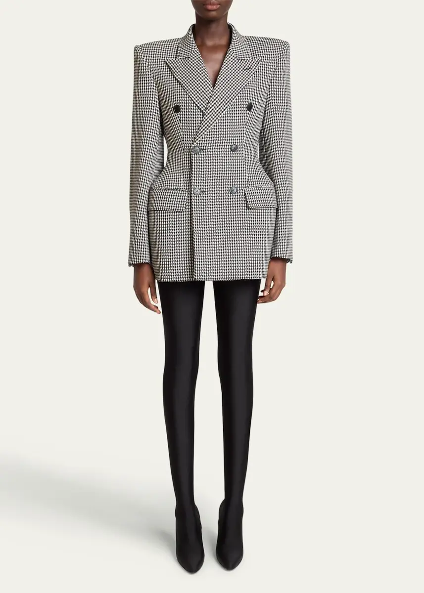 Balenciaga Hourglass Houndstooth Wool Jacket | Thumbnail 2 Balenciaga Hourglass Houndstooth Wool Jacket | Thumbnail 2