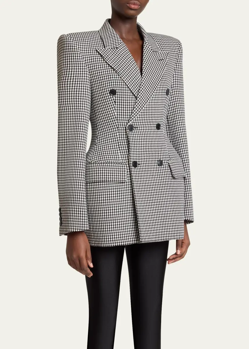 Balenciaga Hourglass Houndstooth Wool Jacket | Thumbnail 4 Balenciaga Hourglass Houndstooth Wool Jacket | Thumbnail 4