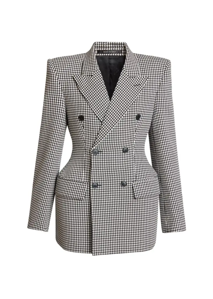 Hourglass Houndstooth Wool Jacket