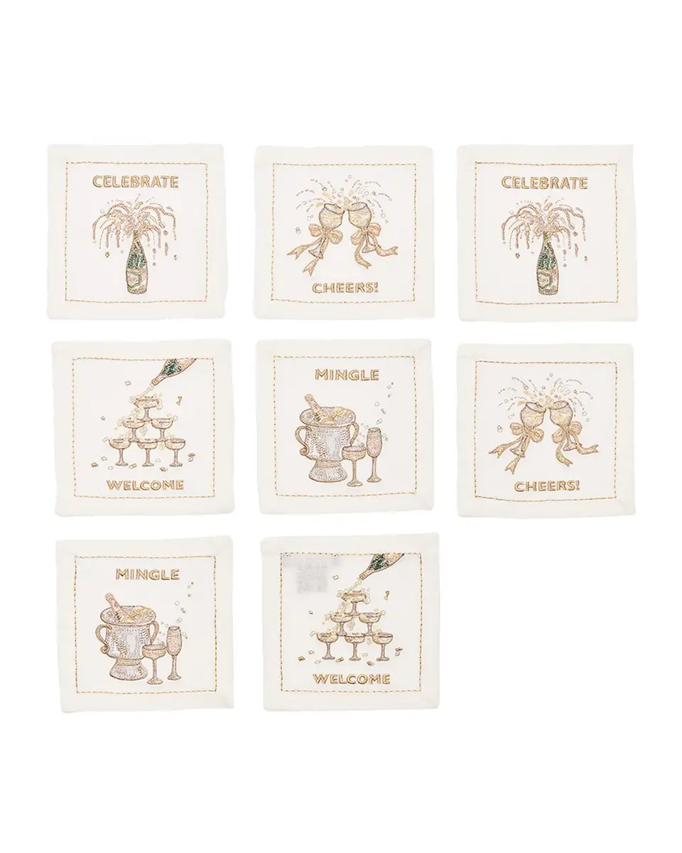 Kim Seybert Cheers Embroidered Cocktail Napkins, Set of 8 | Thumbnail 3