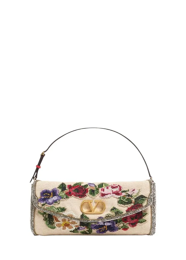 Valentino Garavani Vain Floral Beaded Shoulder Bag | Image 1 Valentino Garavani Vain Floral Beaded Shoulder Bag | Image 1