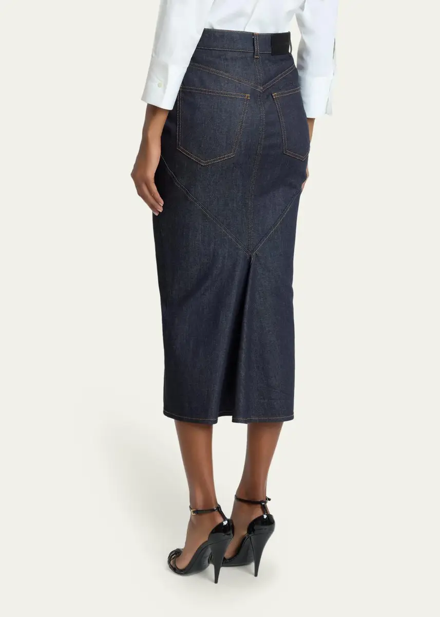 Givenchy Denim Kick-Pleat Midi Skirt | Thumbnail 3
