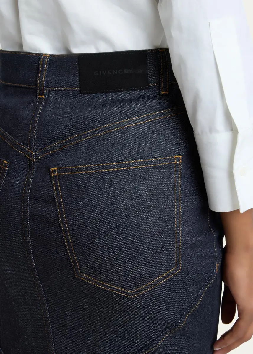 Givenchy Denim Kick-Pleat Midi Skirt | Thumbnail 5