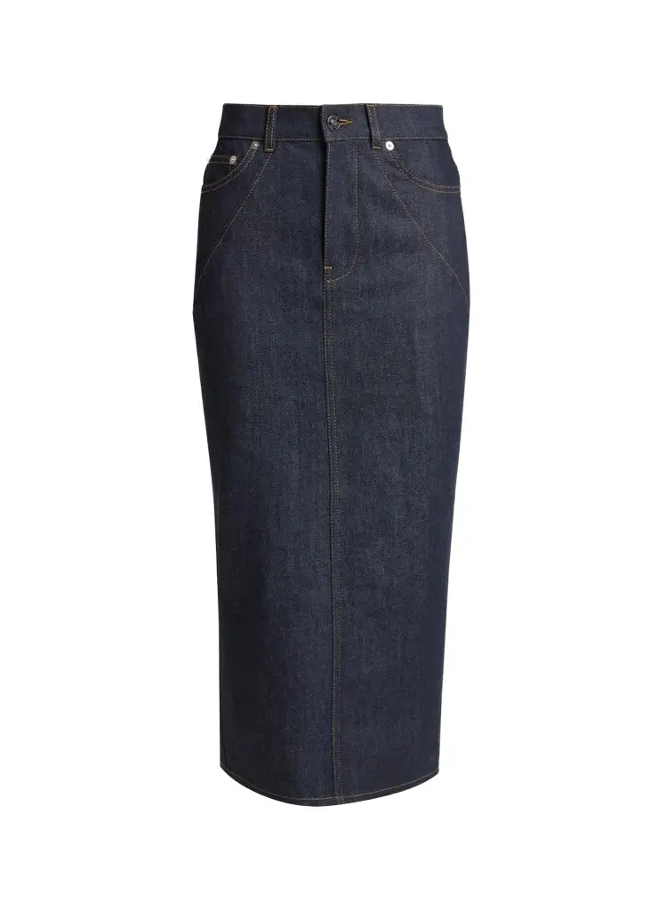 Givenchy Denim Kick-Pleat Midi Skirt | Image 1 Givenchy Denim Kick-Pleat Midi Skirt | Image 1