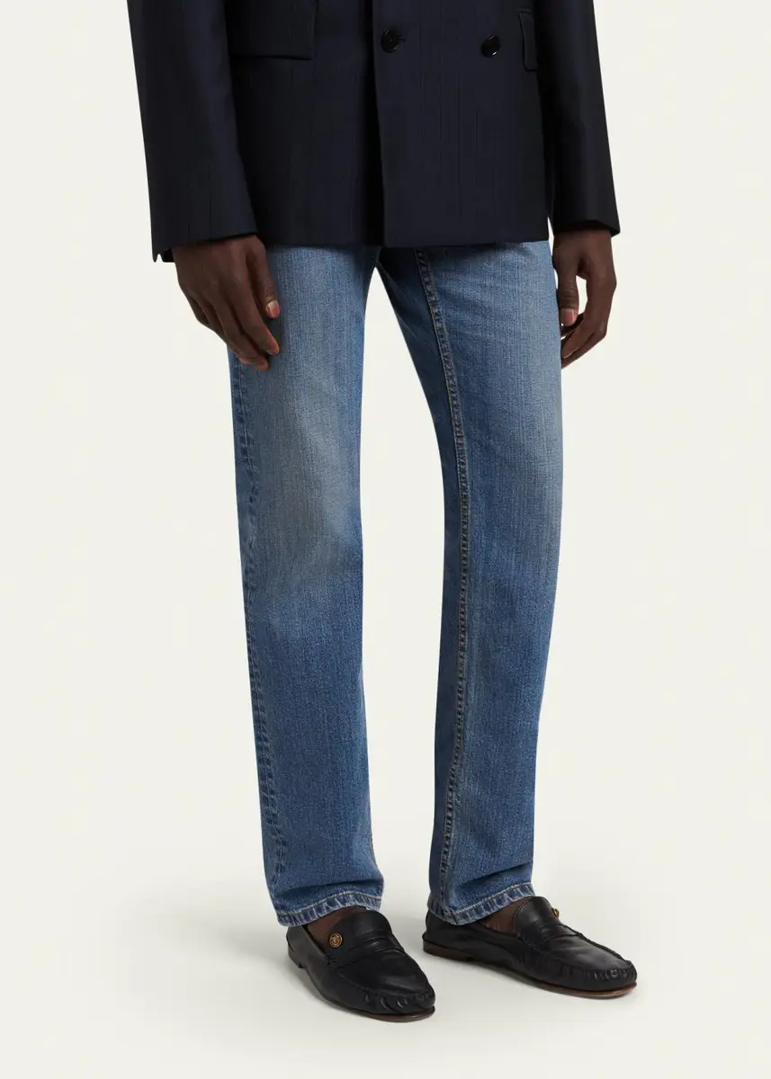 Versace Men's Medusa Leather Moc-Toe Loafers | Thumbnail 2
