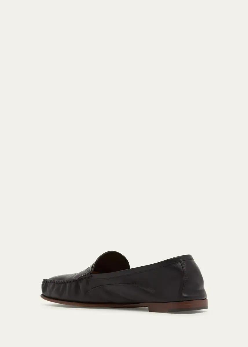 Versace Men's Medusa Leather Moc-Toe Loafers | Thumbnail 4