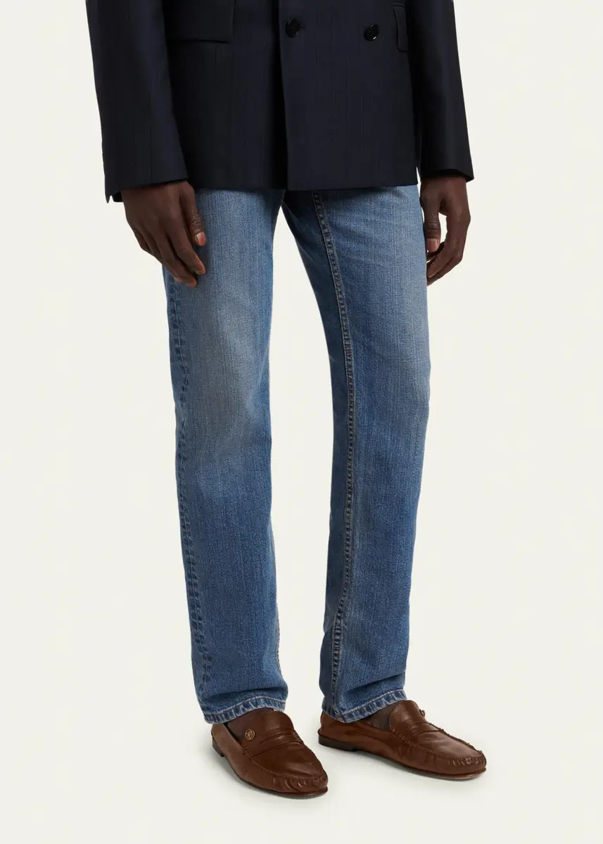 Versace Men's Medusa Leather Moc-Toe Loafers | Thumbnail 2