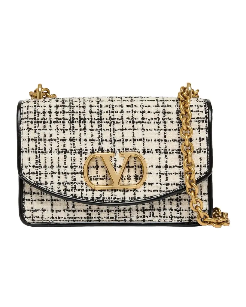 Valentino Garavani Vain Small Tweed VLogo Shoulder Bag | Image 1 Valentino Garavani Vain Small Tweed VLogo Shoulder Bag | Image 1