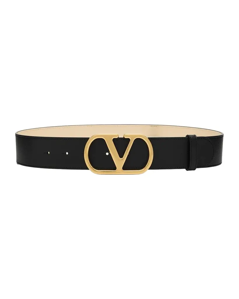 Valentino Garavani VLogo Signature Reversible Shiny Calfskin Belt 40MM | Image 1 Valentino Garavani VLogo Signature Reversible Shiny Calfskin Belt 40MM | Image 1