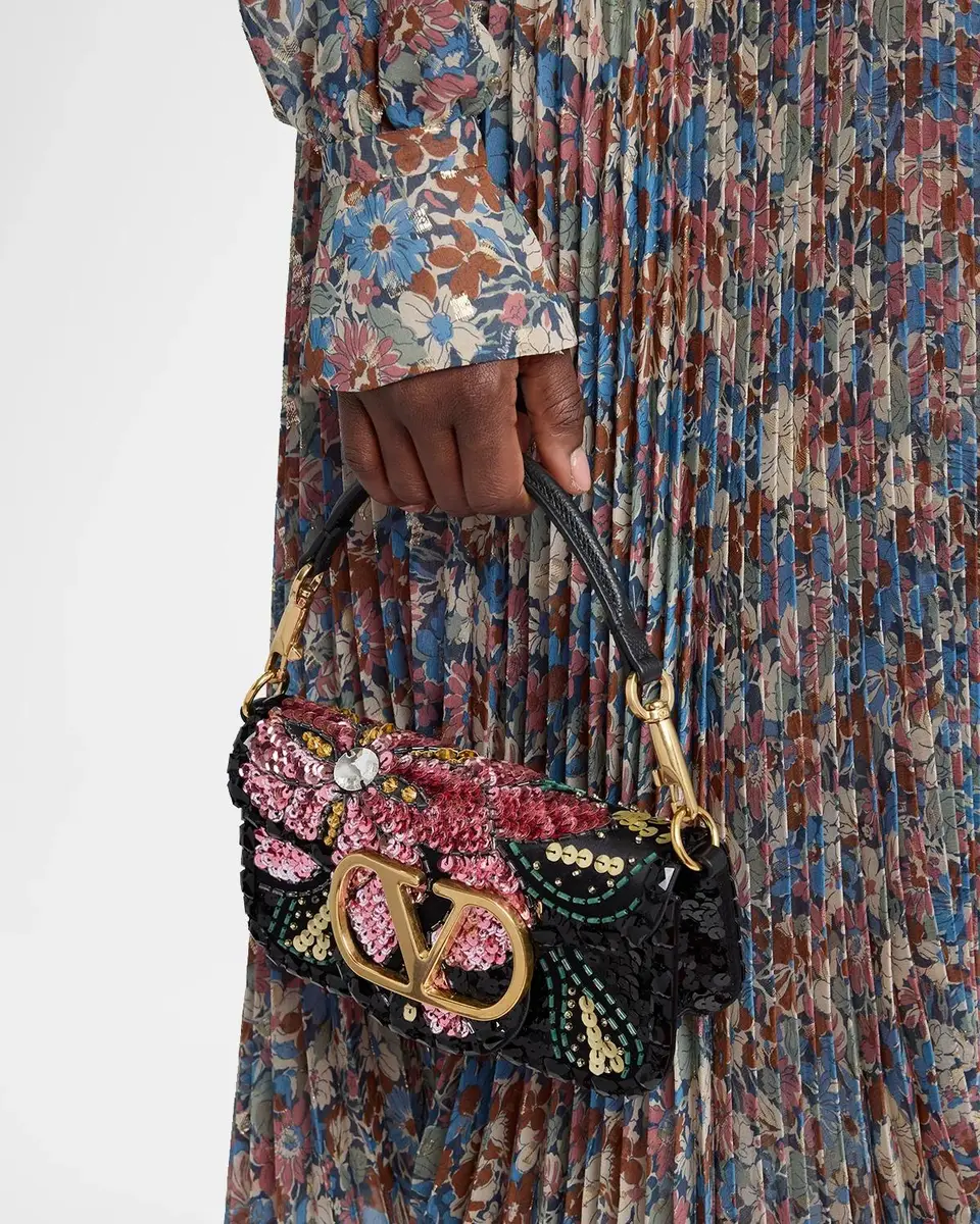 Valentino Garavani Loco Small Floral Sequin VLogo Shoulder Bag | Thumbnail 2