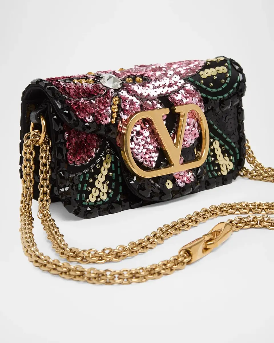 Valentino Garavani Loco Small Floral Sequin VLogo Shoulder Bag | Thumbnail 6