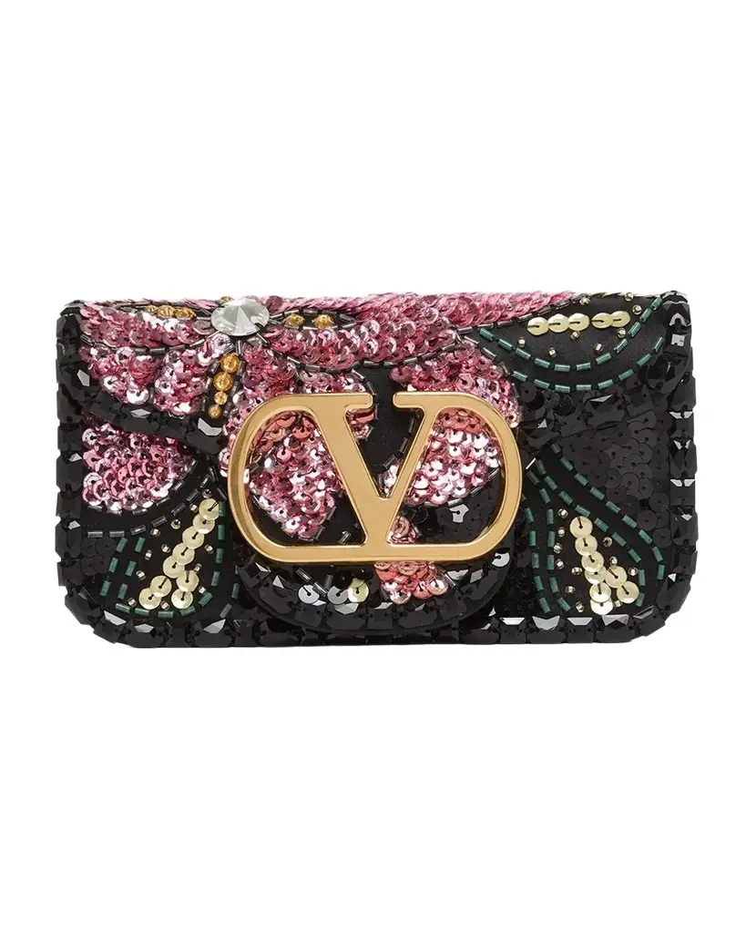 Valentino Garavani Loco Small Floral Sequin VLogo Shoulder Bag | Image 1 Valentino Garavani Loco Small Floral Sequin VLogo Shoulder Bag | Image 1