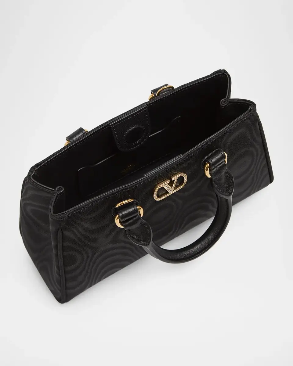 Valentino Garavani Rhinestone VLogo Moire Top-Handle Bag | Thumbnail 4