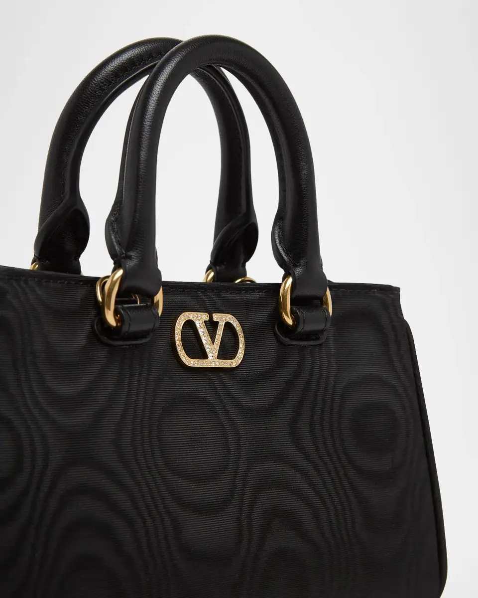 Valentino Garavani Rhinestone VLogo Moire Top-Handle Bag | Thumbnail 6