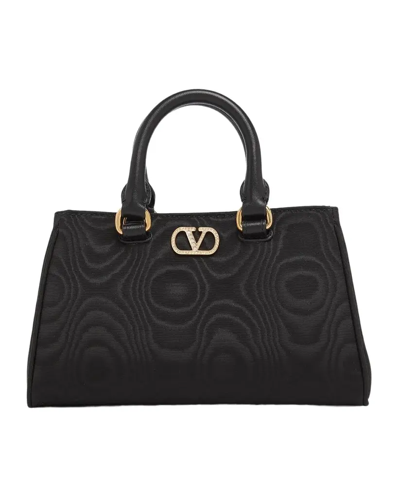 Valentino Garavani Rhinestone VLogo Moire Top-Handle Bag | Image 1 Valentino Garavani Rhinestone VLogo Moire Top-Handle Bag | Image 1