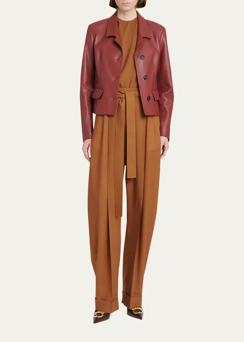 Ferragamo Cervo Single-Breasted Leather Jacket | Thumbnail 2 Ferragamo Cervo Single-Breasted Leather Jacket | Thumbnail 2