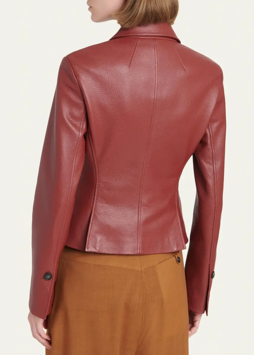 Ferragamo Cervo Single-Breasted Leather Jacket | Thumbnail 3 Ferragamo Cervo Single-Breasted Leather Jacket | Thumbnail 3