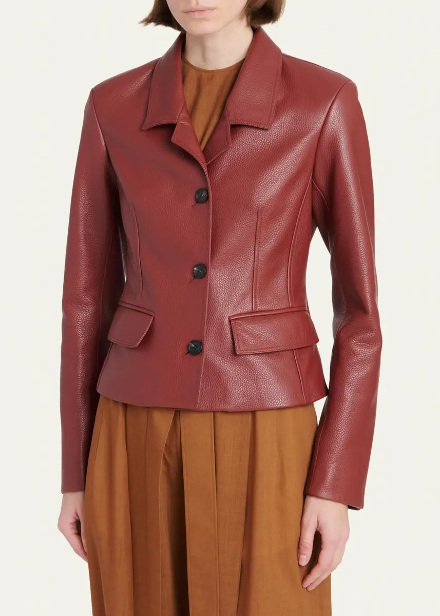 Ferragamo Cervo Single-Breasted Leather Jacket | Thumbnail 4 Ferragamo Cervo Single-Breasted Leather Jacket | Thumbnail 4