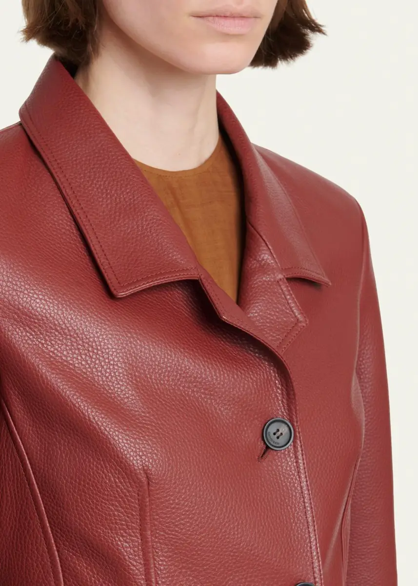 Ferragamo Cervo Single-Breasted Leather Jacket | Thumbnail 5 Ferragamo Cervo Single-Breasted Leather Jacket | Thumbnail 5