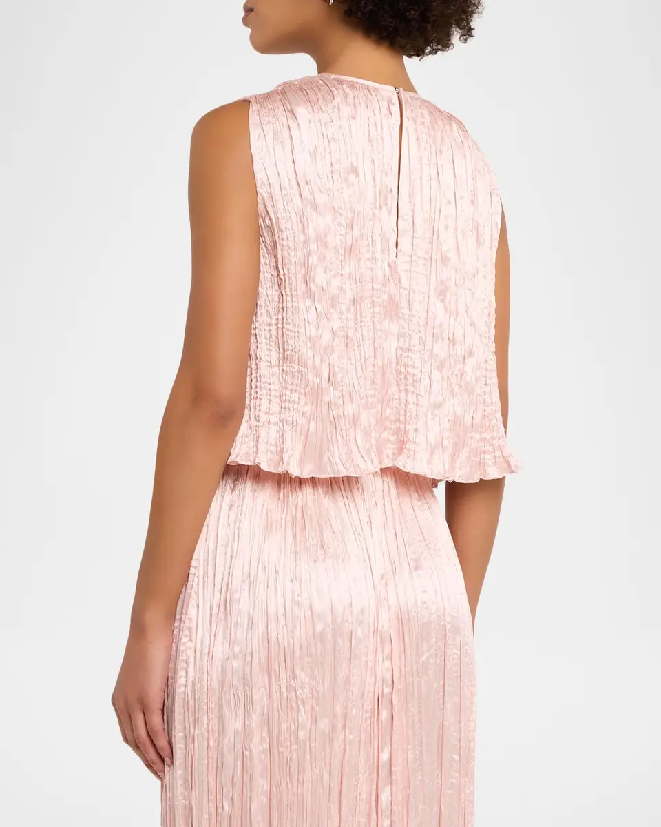 Adam Lippes Anouk Silk Plisse Sleeveless Crop Top | Thumbnail 3 Adam Lippes Anouk Silk Plisse Sleeveless Crop Top | Thumbnail 3