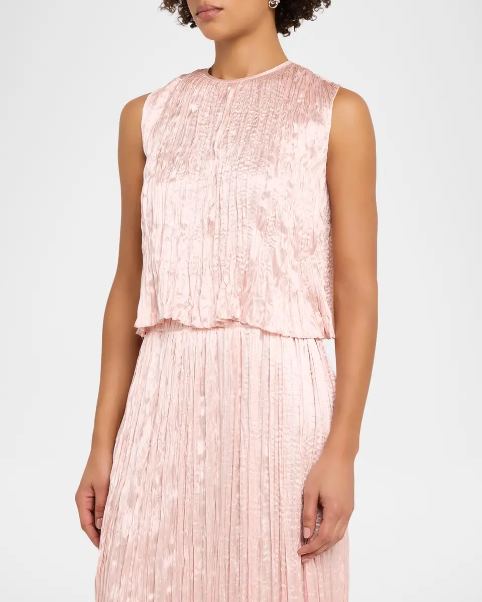 Adam Lippes Anouk Silk Plisse Sleeveless Crop Top | Thumbnail 4 Adam Lippes Anouk Silk Plisse Sleeveless Crop Top | Thumbnail 4