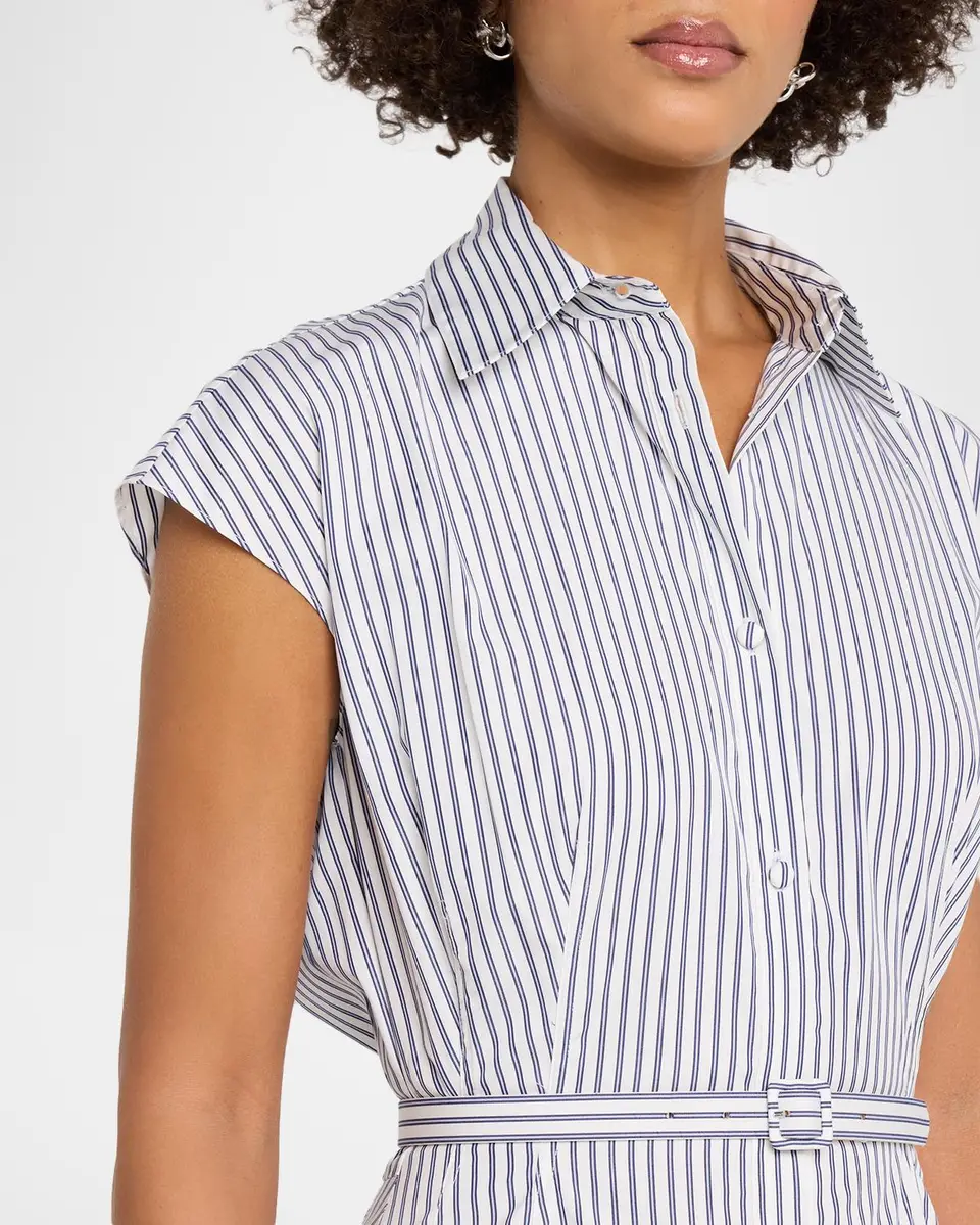 Adam Lippes Palmer Striped Cap-Sleeve Belted Maxi Shirtdress | Thumbnail 5