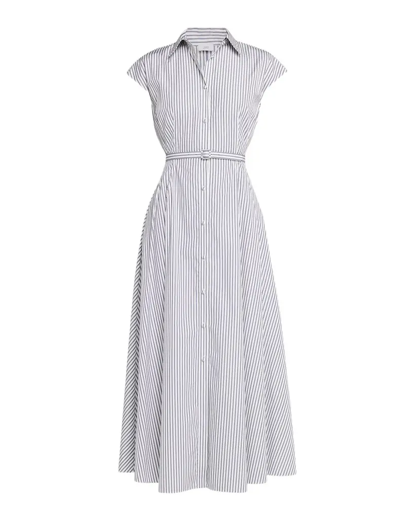Adam Lippes Palmer Striped Cap-Sleeve Belted Maxi Shirtdress | Image 1 Adam Lippes Palmer Striped Cap-Sleeve Belted Maxi Shirtdress | Image 1