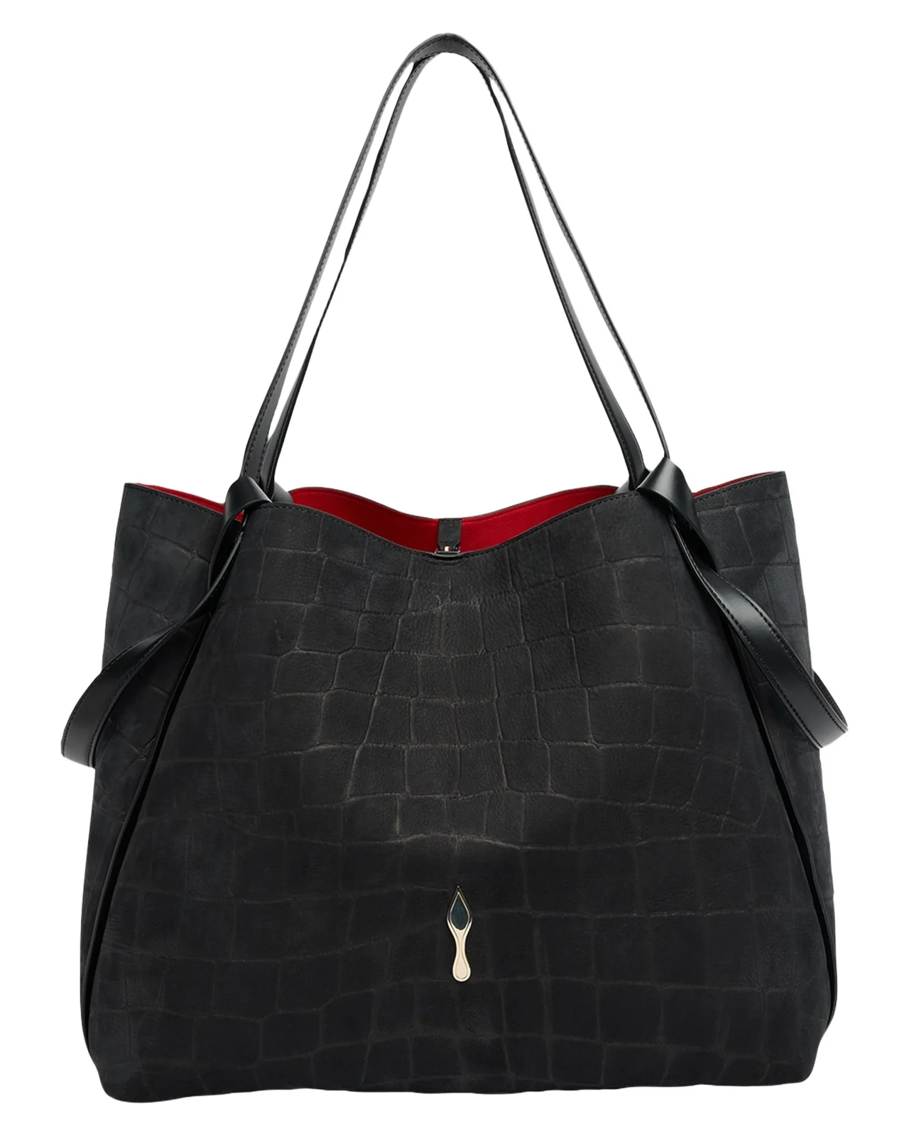 Christian Louboutin Bettina Large Croc-Embossed Suede Tote Bag