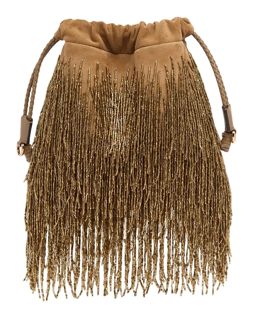 Kalispera Beaded Fringe Leather Shoulder Bag Kalispera Beaded Fringe Leather Shoulder Bag