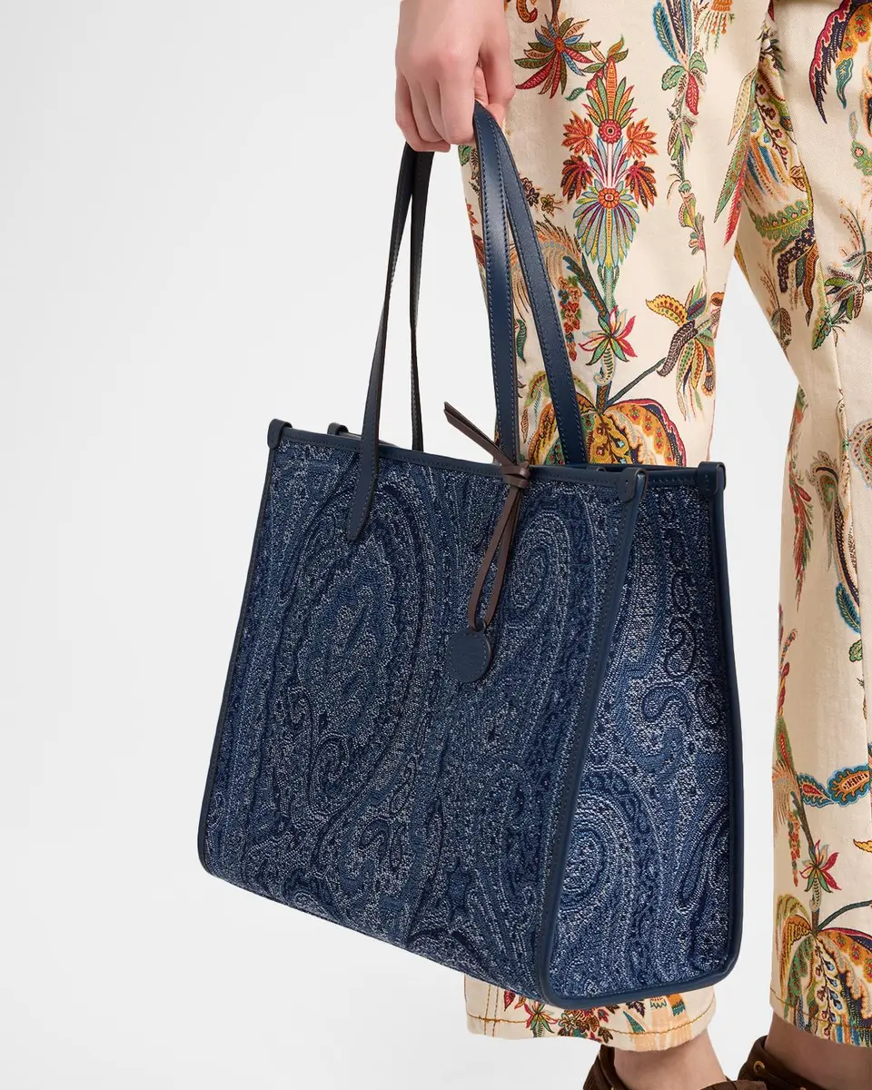 Etro Lovetrotter Large Jacquard Paisley Denim Tote Bag | Thumbnail 2 Etro Lovetrotter Large Jacquard Paisley Denim Tote Bag | Thumbnail 2