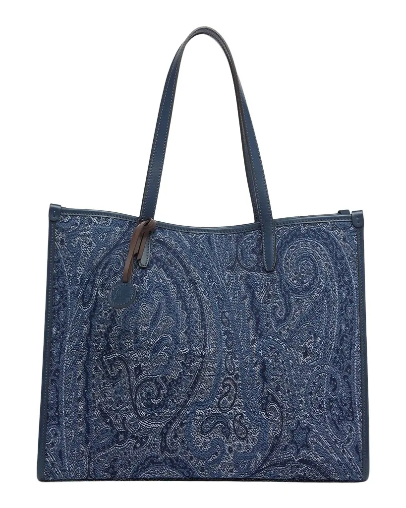 Etro Lovetrotter Large Jacquard Paisley Denim Tote Bag