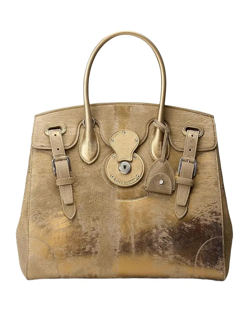 Ralph Lauren Collection Extra-Soft Ricky 33 Calf Hair & Foiled Leather Top Handle Bag | Image 1 Ralph Lauren Collection Extra-Soft Ricky 33 Calf Hair & Foiled Leather Top Handle Bag | Image 1