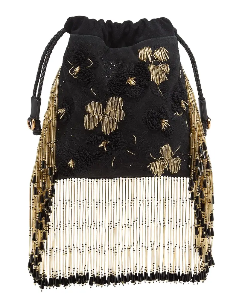 Kalispera Small Beaded Suede Shoulder Bag Kalispera Small Beaded Suede Shoulder Bag