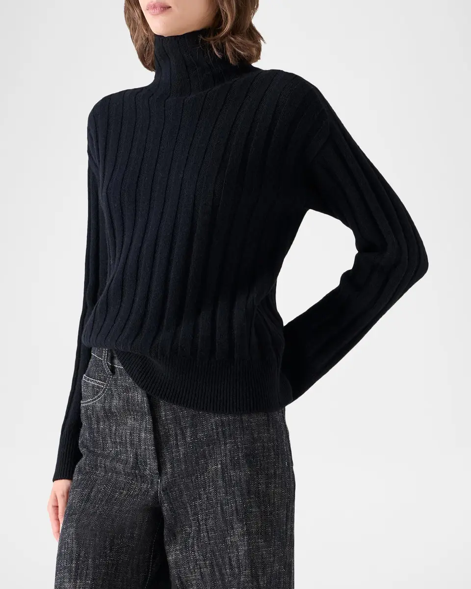 Akris punto Turtleneck Wool-Cashmere Wide Rib Sweater | Thumbnail 6 Akris punto Turtleneck Wool-Cashmere Wide Rib Sweater | Thumbnail 6