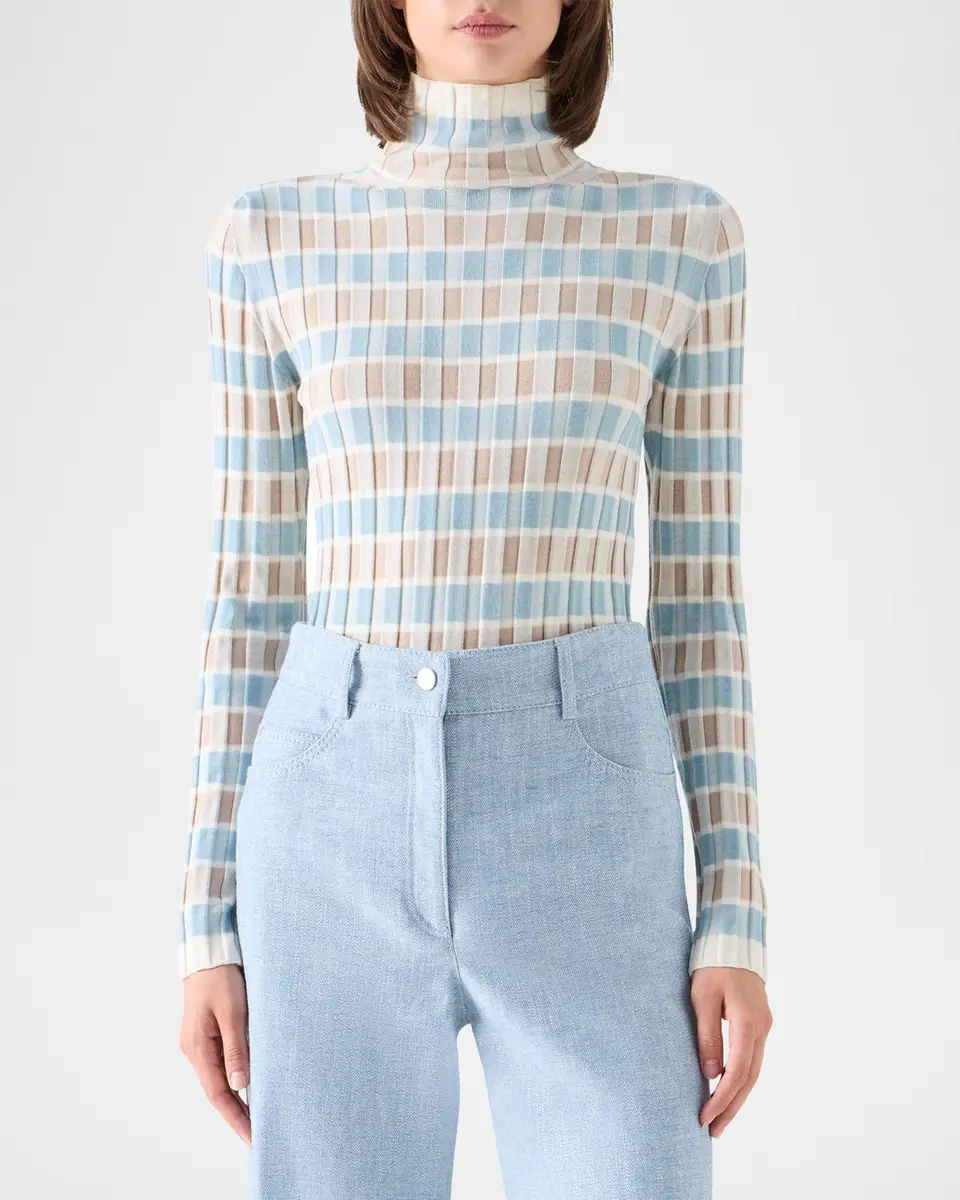 Akris punto Intarsia Check Wool Sweater | Thumbnail 4 Akris punto Intarsia Check Wool Sweater | Thumbnail 4