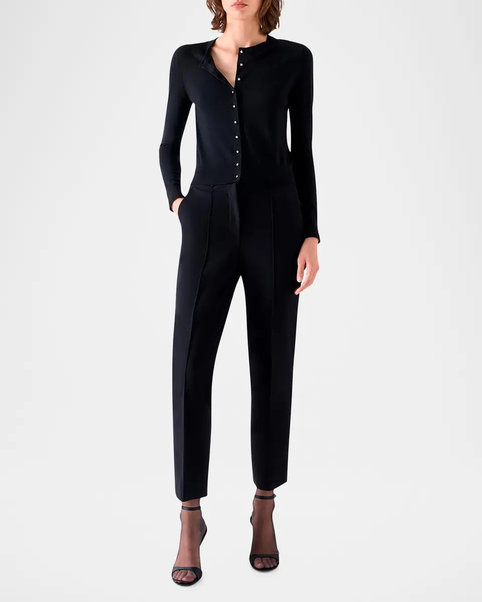 Akris punto Merino Wool Crewneck Cardigan | Thumbnail 2 Akris punto Merino Wool Crewneck Cardigan | Thumbnail 2