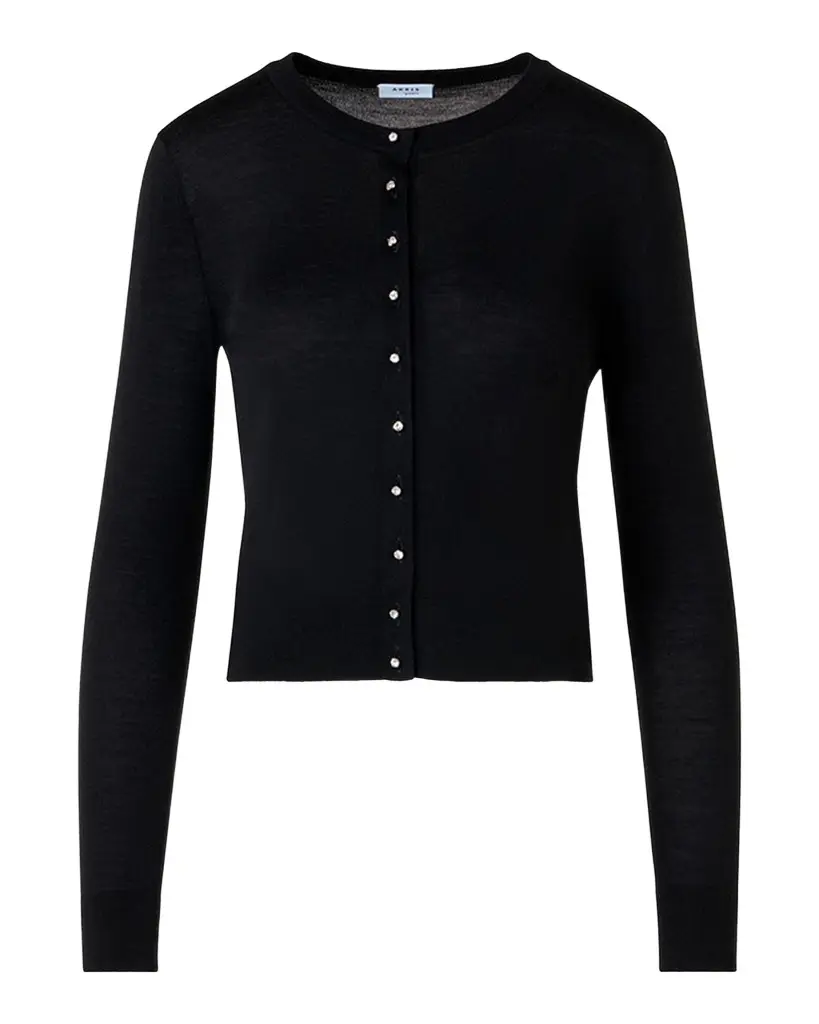 Akris punto Merino Wool Crewneck Cardigan | Image 1 Akris punto Merino Wool Crewneck Cardigan | Image 1