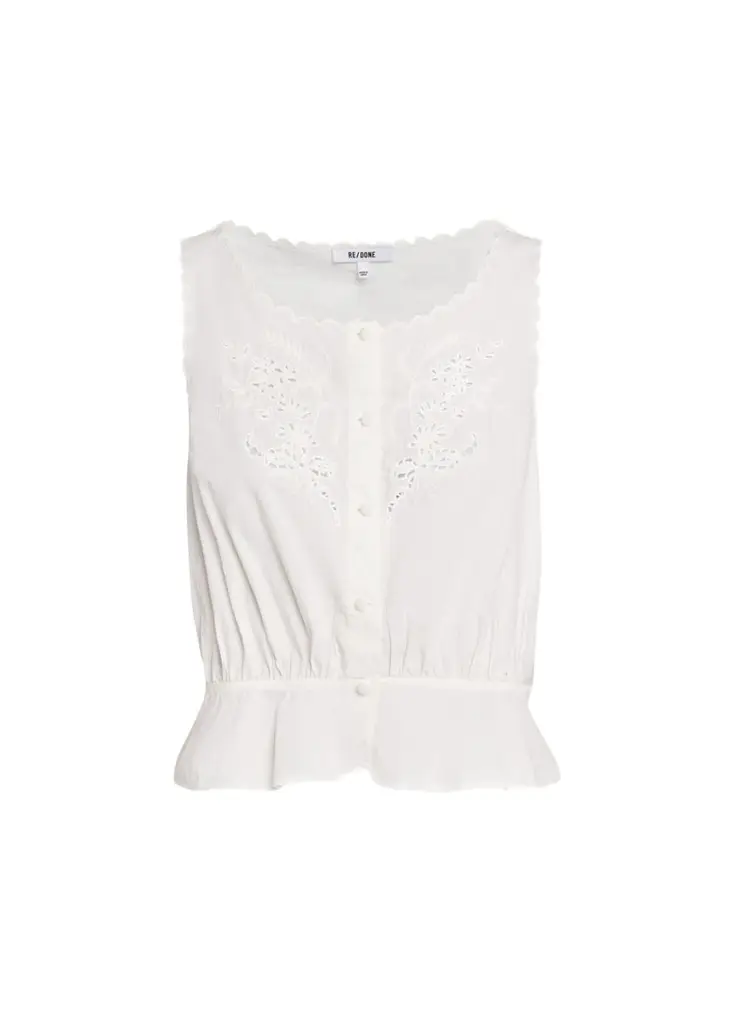 RE/DONE Jerry Eyelet Embroidered Tank Blouse | Image 1 RE/DONE Jerry Eyelet Embroidered Tank Blouse | Image 1