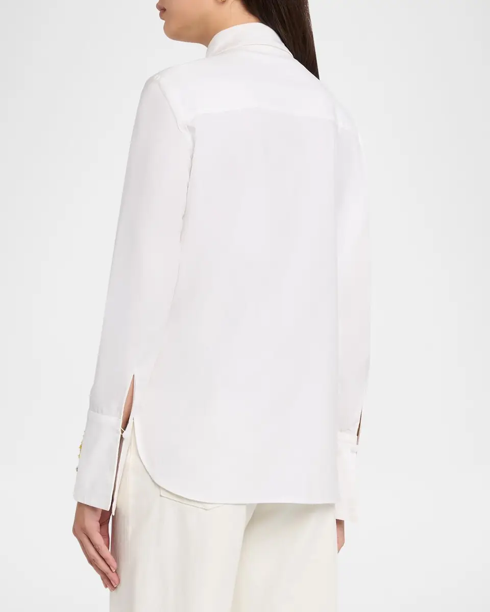 Oscar de la Renta Botanical Embroidered Cotton Poplin Button-Down Shirt | Thumbnail 3 Oscar de la Renta Botanical Embroidered Cotton Poplin Button-Down Shirt | Thumbnail 3
