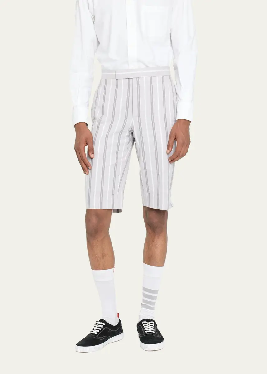 Thom Browne Striped CottonShorts | Thumbnail 4 Thom Browne Striped CottonShorts | Thumbnail 4