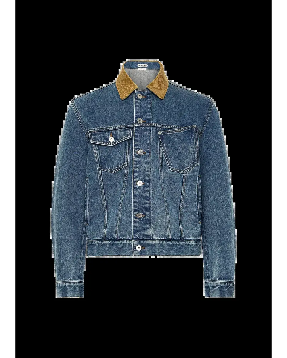 JW Anderson Mens Corduroy-Collar Twisted Pocket Denim Jacket | Thumbnail 2 JW Anderson Mens Corduroy-Collar Twisted Pocket Denim Jacket | Thumbnail 2