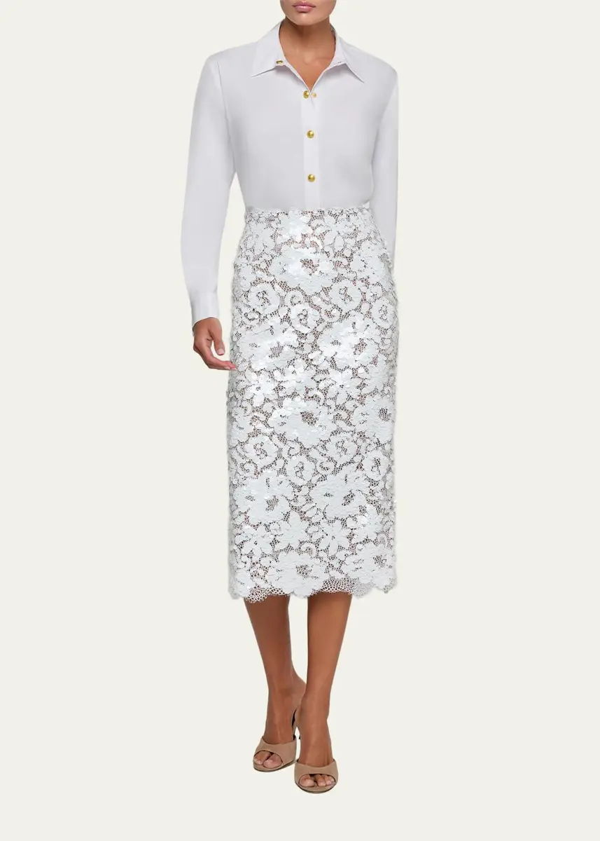 L'Agence Makena Sequined Lace Pencil Skirt | Thumbnail 2