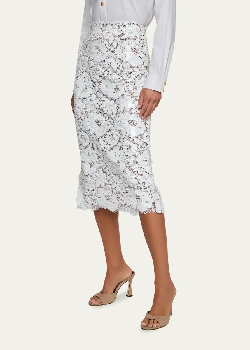 L'Agence Makena Sequined Lace Pencil Skirt | Thumbnail 4