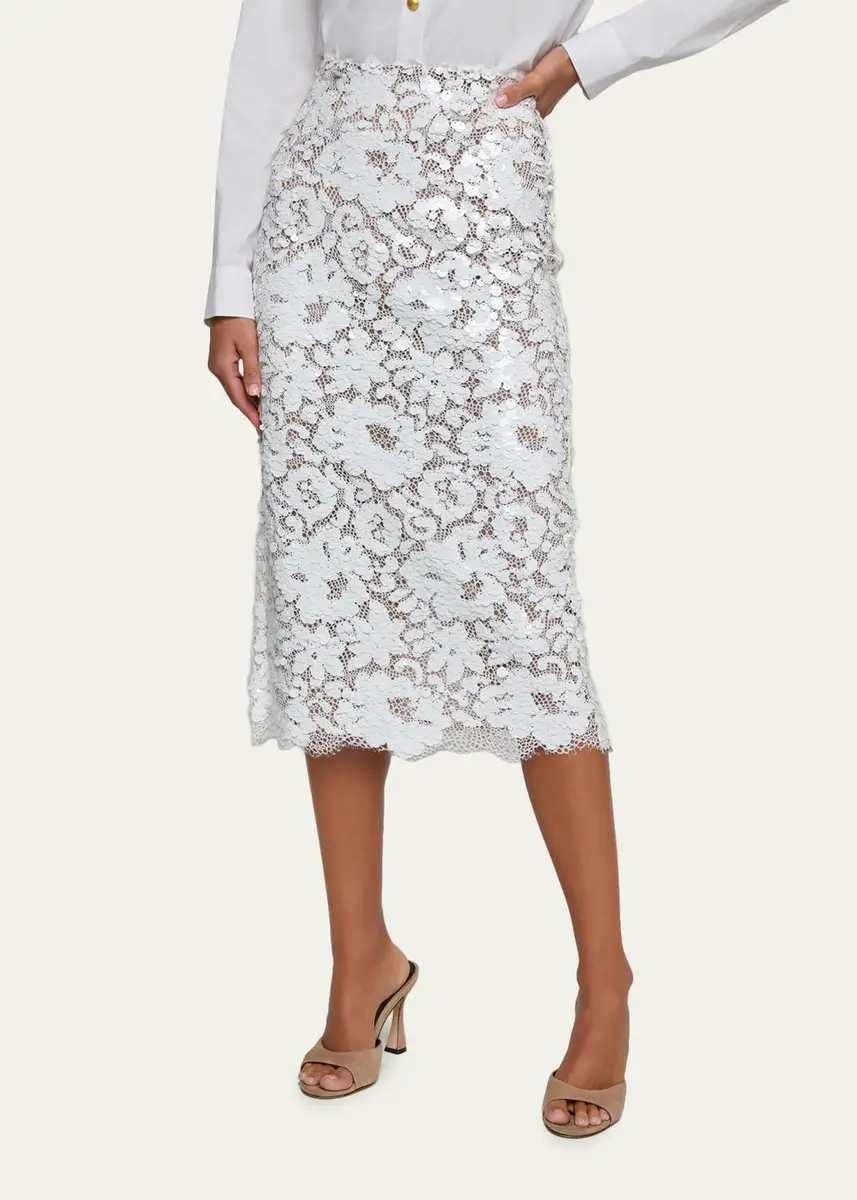 L'Agence Makena Sequined Lace Pencil Skirt | Thumbnail 5