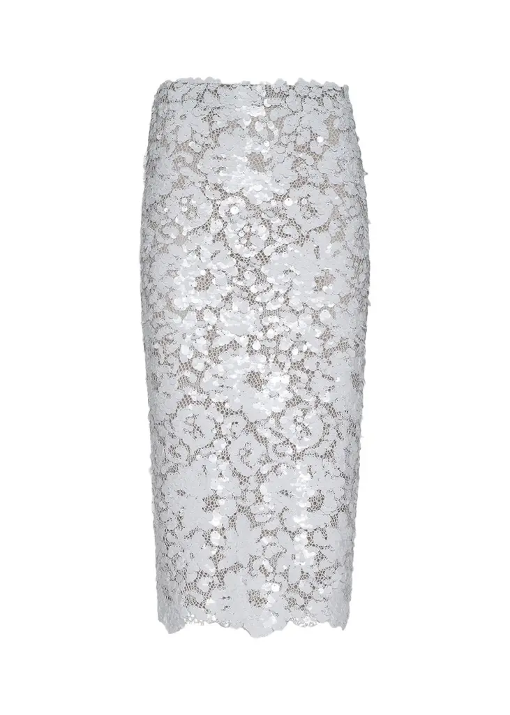 L'Agence Makena Sequined Lace Pencil Skirt