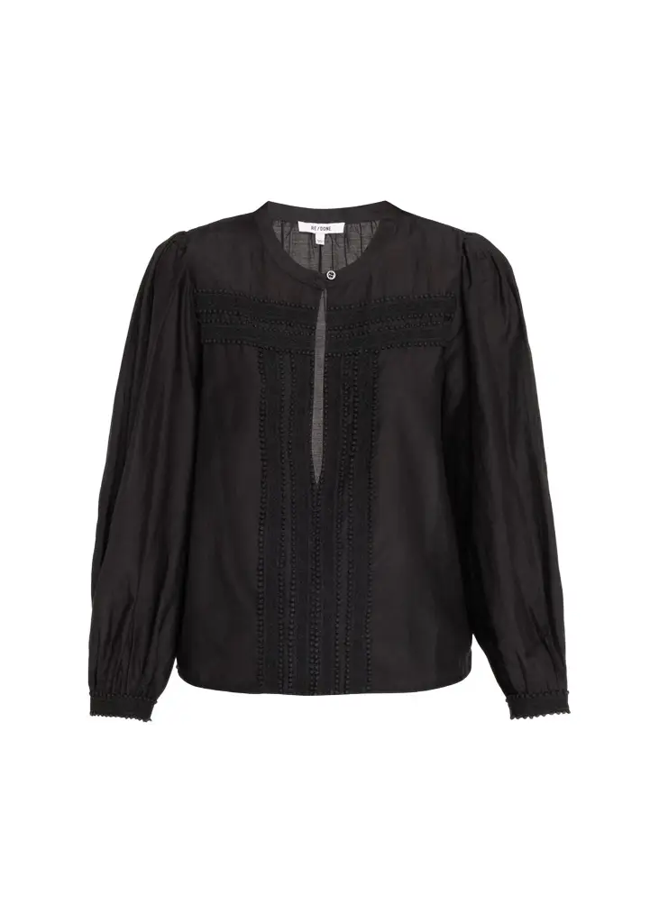 RE/DONE Tate Lace-Trim Cotton-Silk Voile Blouse | Image 1 RE/DONE Tate Lace-Trim Cotton-Silk Voile Blouse | Image 1