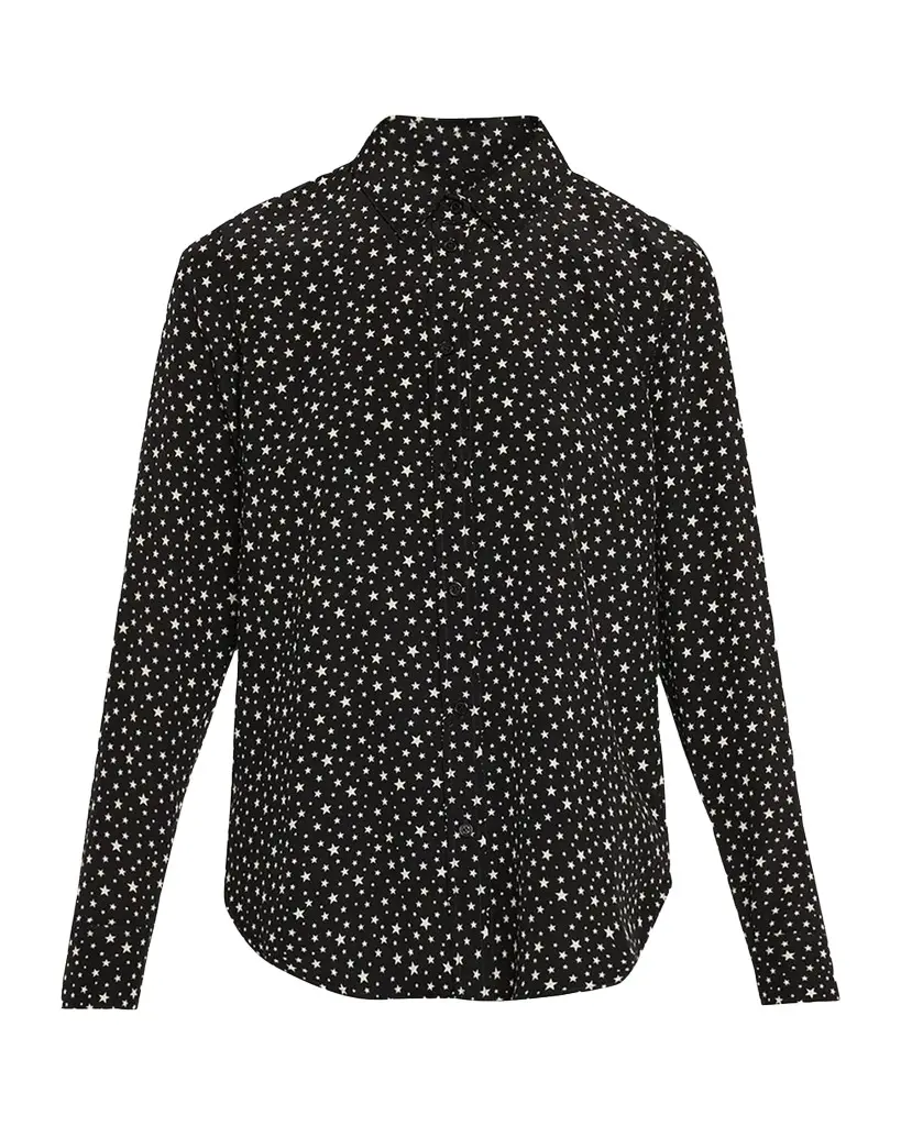 Nili Lotan Spotted Silk Button-Down Blouse | Image 1 Nili Lotan Spotted Silk Button-Down Blouse | Image 1